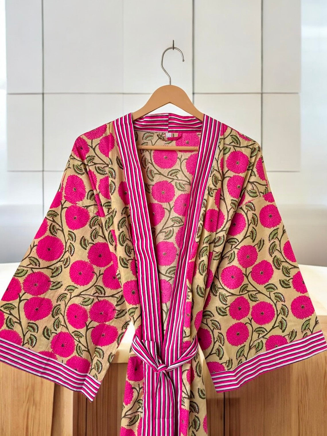 Cotton Block Printed Kimono Robe Women | Handmade Indian Print | Soft Summer Kimono