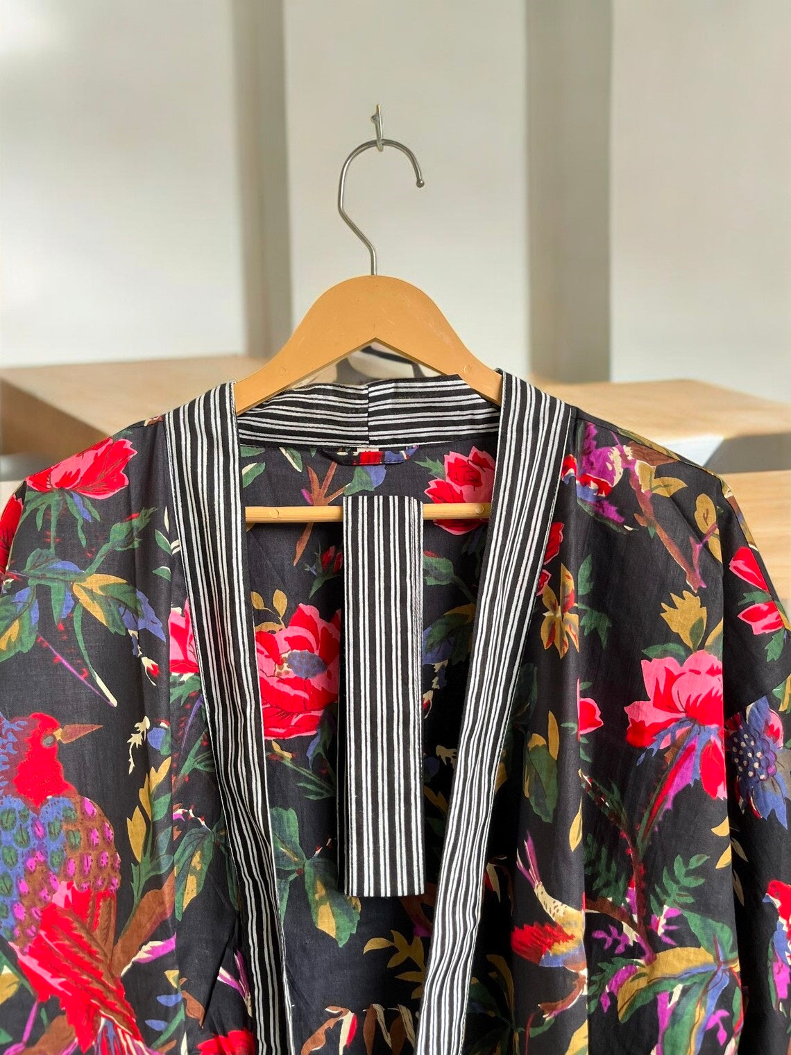 Lightweight Cotton Block Printed Kimono Robe for Women | Bohemian Summer Wear