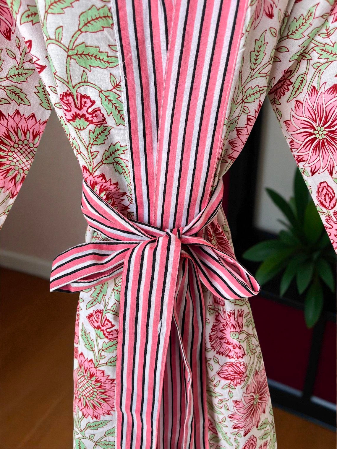 Hand Block Printed Cotton Kimono Robe for Women | Boho Indian Print Kimono