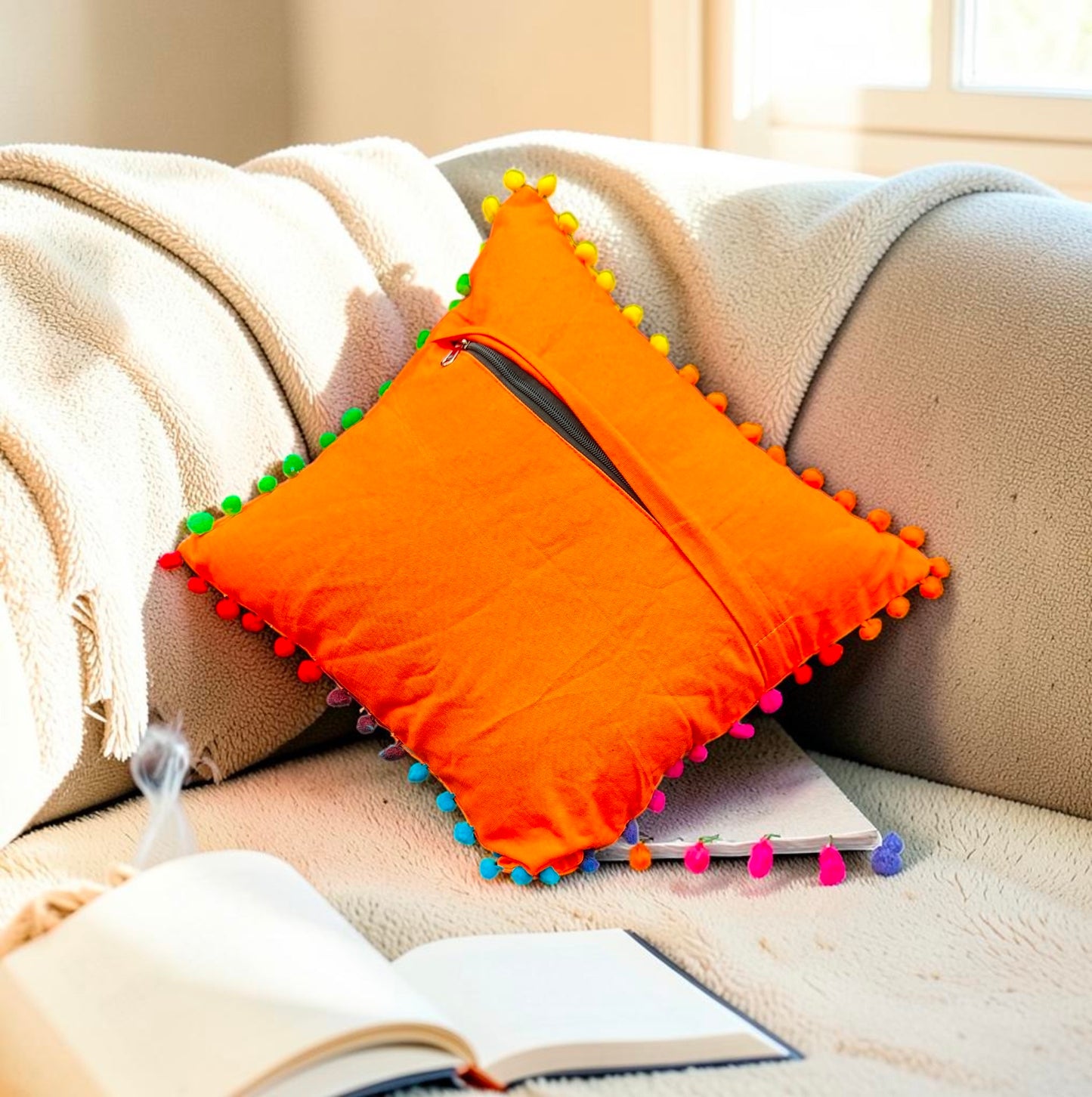 Embroidered Cushion Cover Cotton Sofa Decorative Cushion Pillow Cover Cushion Case 16" X 16" Inch Pack Of 2