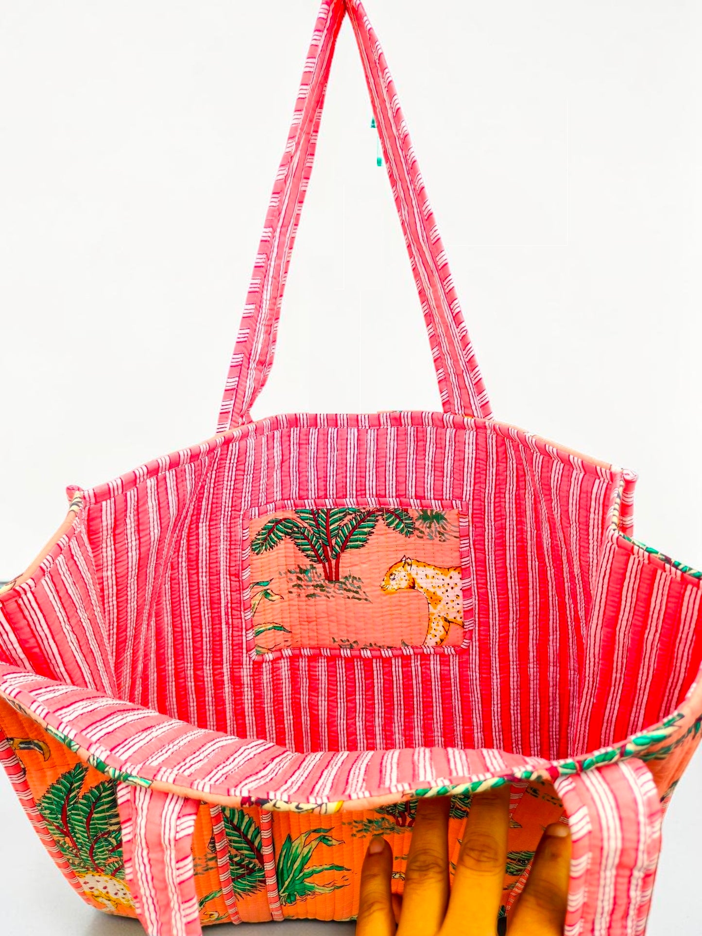 Luxury Quilted Tote – Elegant Handmade Cotton Bag