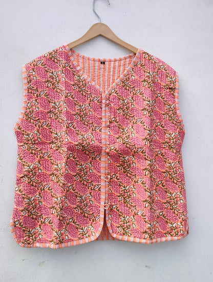Handmade Cotton Bohemian Quilted Coat Reversible Winter Jacket