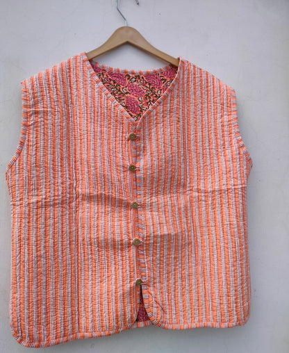 Handmade Cotton Bohemian Quilted Coat Reversible Winter Jacket