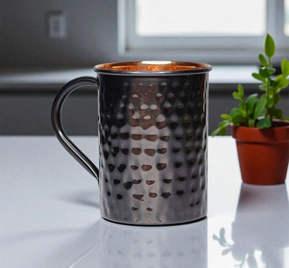 Hammered Pure Copper Mug | 100% Solid Copper Cup | Wellness Gift for Men & Women Pack Of 2 Pc