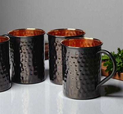 Hammered Pure Copper Mug | 100% Solid Copper Cup | Wellness Gift for Men & Women Pack Of 2 Pc