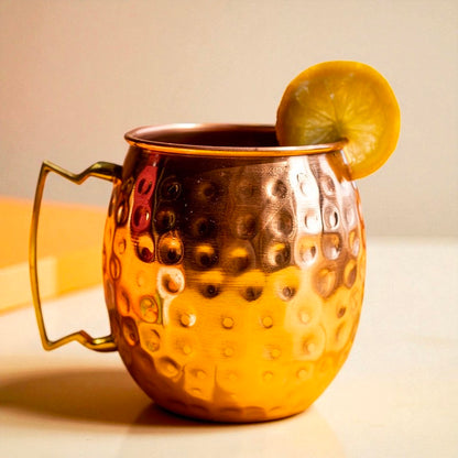 Hammered Copper Mug | 100% Pure Copper Water Cup | Ayurvedic Health Drinkware Gift for Him & Her Pack Of 2 Pc