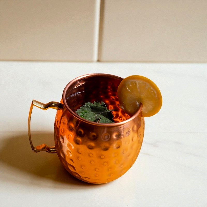 Hammered Copper Mug | 100% Pure Copper Water Cup | Ayurvedic Health Drinkware Gift for Him & Her Pack Of 2 Pc