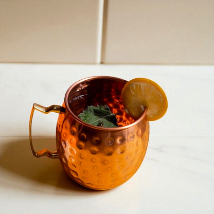 Hammered Copper Mug | 100% Pure Copper Water Cup | Ayurvedic Health Drinkware Gift for Him & Her Pack Of 2 Pc