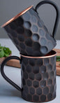 Copper Water Mug | Handcrafted Hammered Finish | Pure Copper Ayurvedic Drinkware Gift Set Pack Of 2 Pc