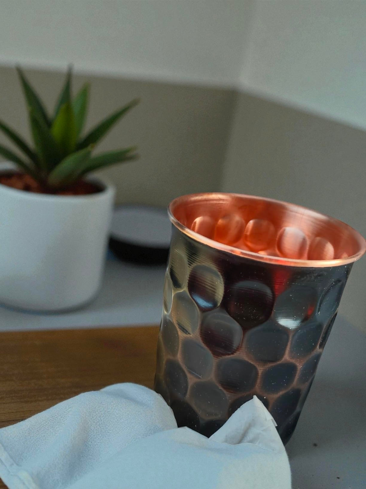 Copper Water Mug | Handcrafted Hammered Finish | Pure Copper Ayurvedic Drinkware Gift Set Pack Of 2 Pc