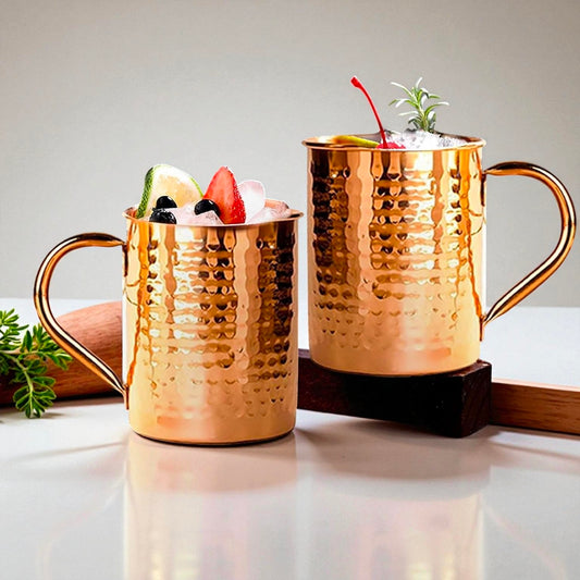Copper Water Mug 16oz | Eco Friendly Drinking Cup | Handcrafted Ayurvedic Copper Tumbler Pack Of 2 Pc
