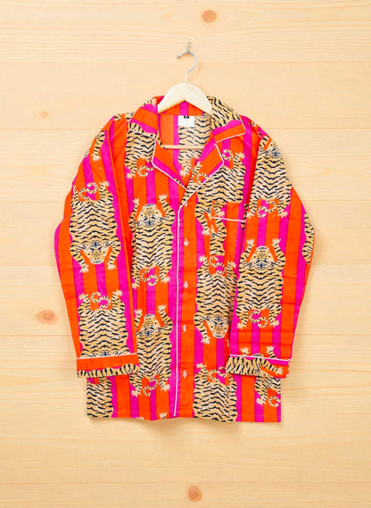 Hand Printed Cotton Pajama Set for Women | Soft Sleepwear | Loungewear Gift 4 Pcs Set