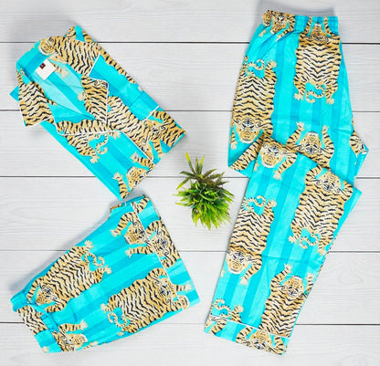Women Cotton Pajama Set | Handcrafted Block Print Sleepwear | Boho Lounge 4 Pcs Set