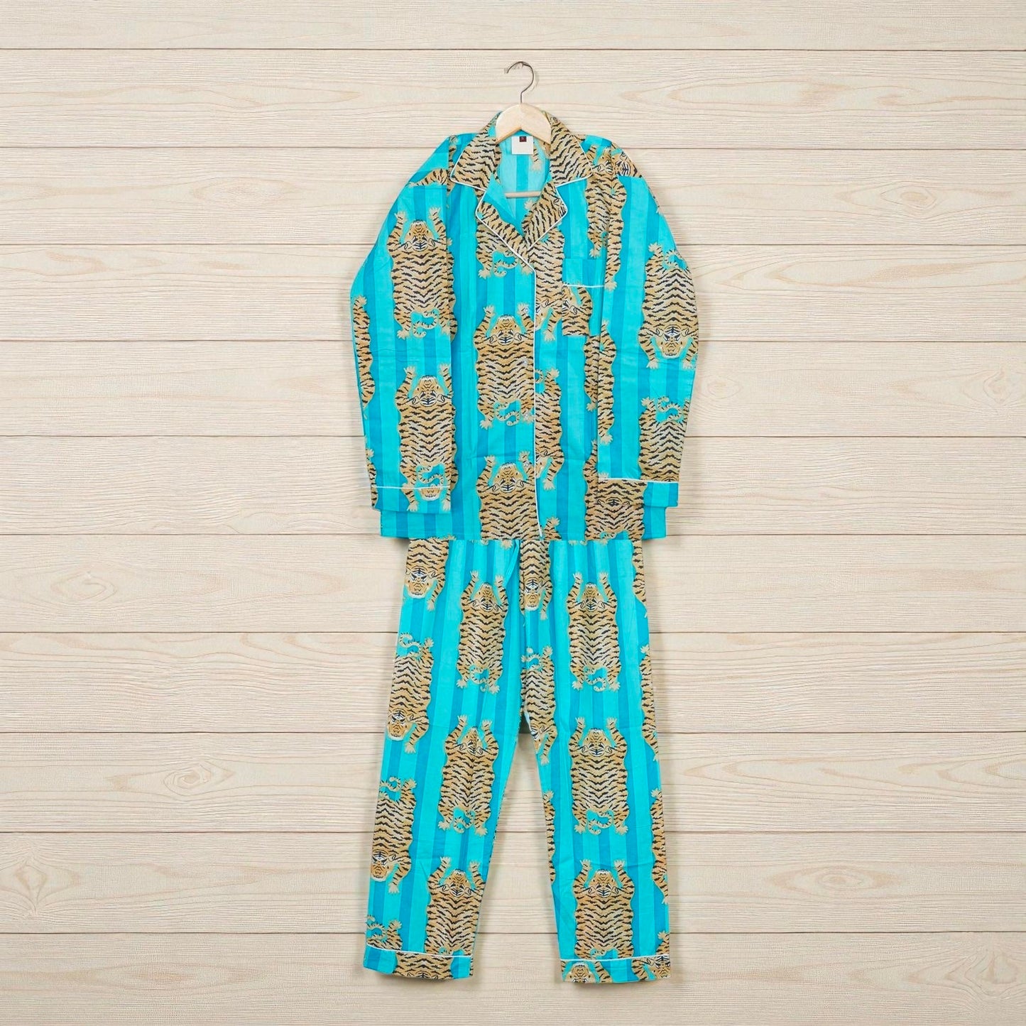 Women Cotton Pajama Set | Handcrafted Block Print Sleepwear | Boho Lounge 4 Pcs Set