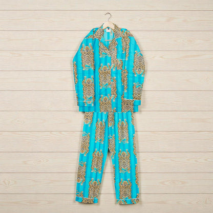Women Cotton Pajama Set | Handcrafted Block Print Sleepwear | Boho Lounge 4 Pcs Set