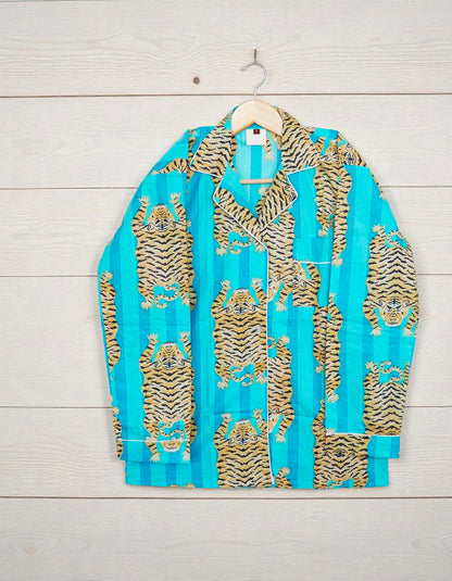 Women Cotton Pajama Set | Handcrafted Block Print Sleepwear | Boho Lounge 4 Pcs Set