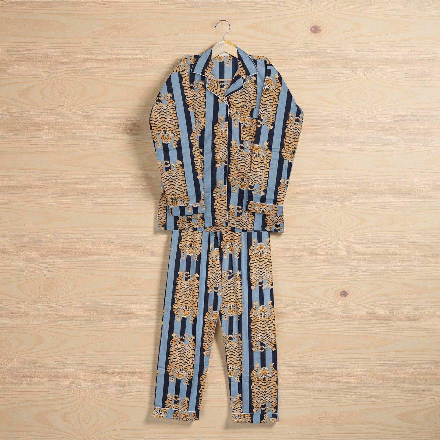 Handmade Cotton Pajama Set for Women | Block Print Loungewear | Cozy Sleep 4 Pcs Set