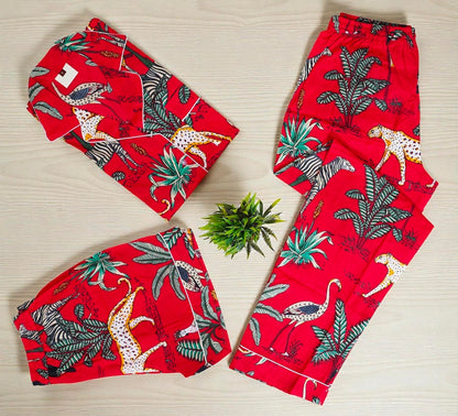 Indian Block Printed Pajama Set | Cotton Sleepwear | Ethnic Handmade Gift 4 Pcs Set