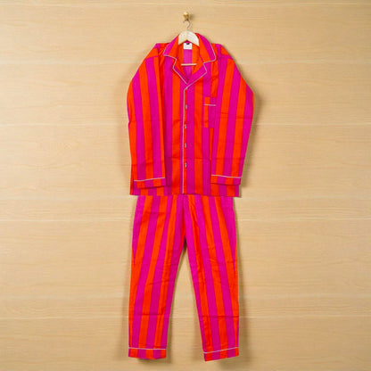 Hand Printed Cotton Sleep Set | Lightweight Pajama Set for Women | Relax Fit 4 Pcs Set
