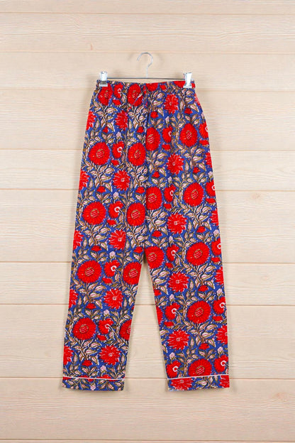 Handcrafted Cotton Pajama Set for Women | Boho Print Sleepwear | Summer Wear 4 Pcs Set