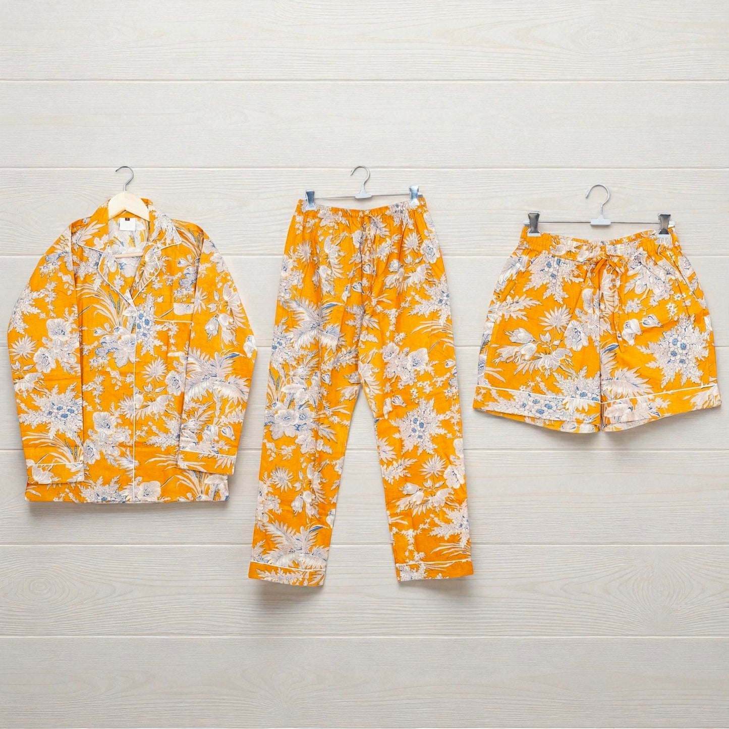 Block Print Pajama Set | Women’s Cotton Sleepwear | Handmade Nightwear 4 Pcs Set