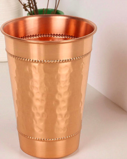 Hammered Copper Water Glass Set | Traditional Indian Drinkware Pack Of 2 Pc