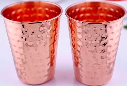 100% Pure Copper Glass for Drinking Water | Handcrafted Copper Tumbler Pack Of 2 Pc