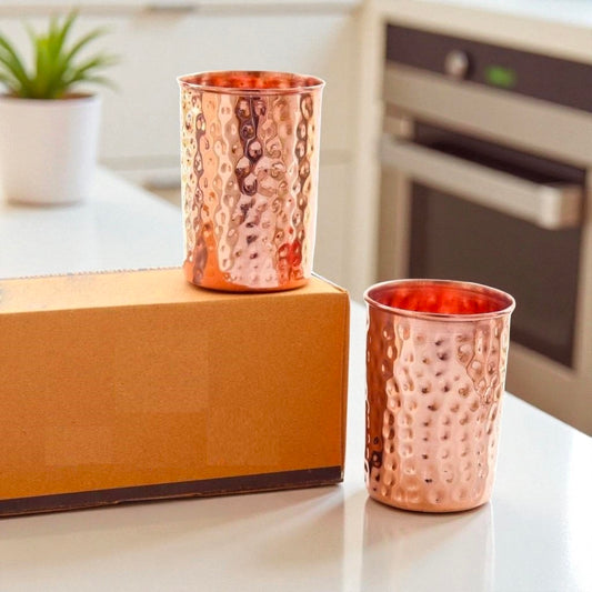 Ayurvedic Copper Glass Set | Healthy Drinking Copper Tumblers Pack Of 2 Pc