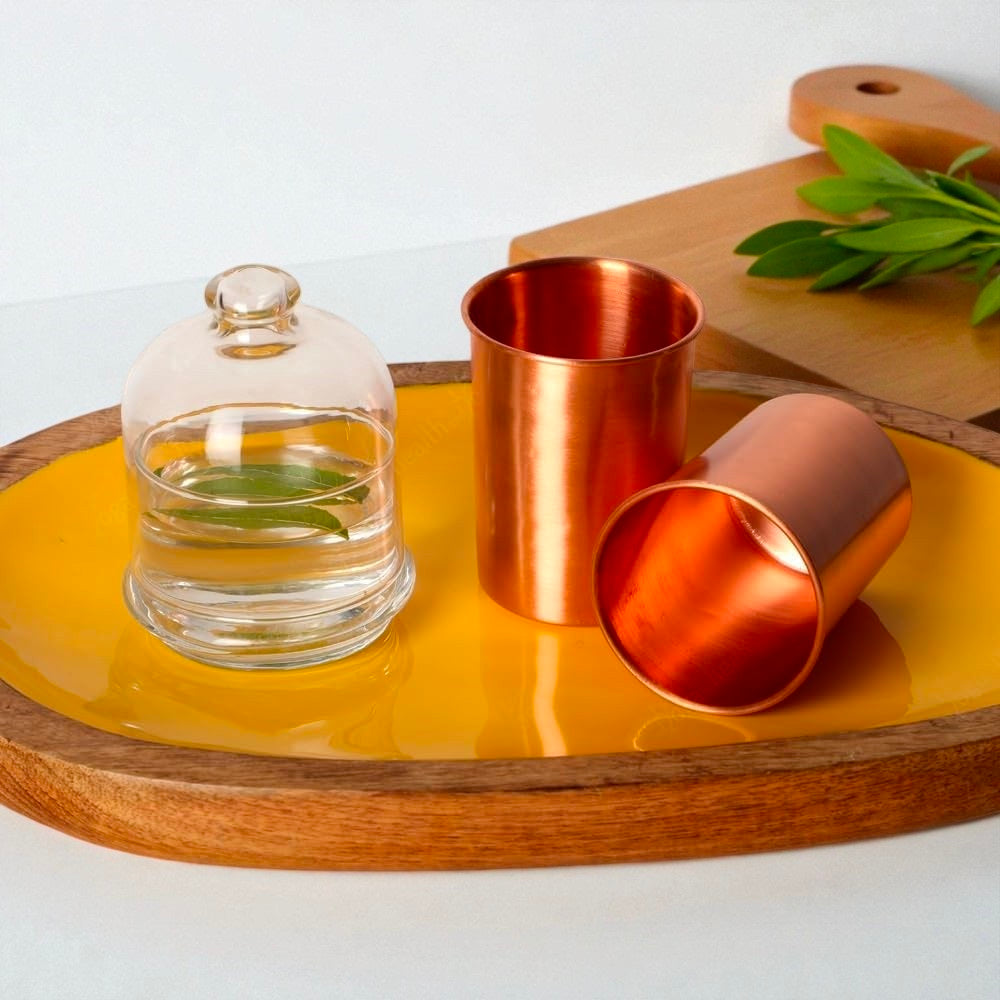Handcrafted Copper Water Glass | Traditional Indian Drinkware Pack Of 2 Pc