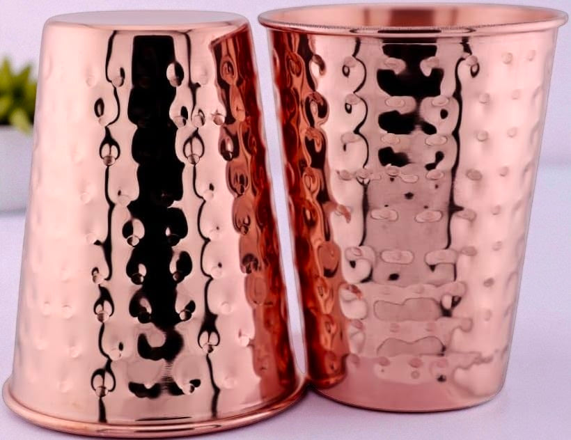 100% Pure Copper Glass for Drinking Water | Handcrafted Copper Tumbler Pack Of 2 Pc