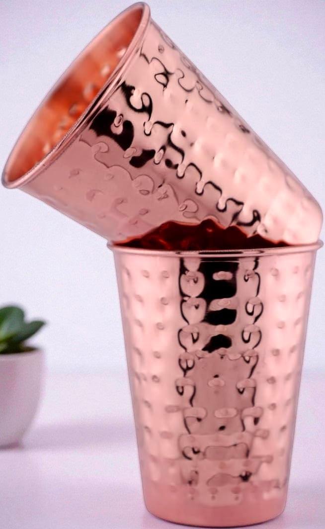 100% Pure Copper Glass for Drinking Water | Handcrafted Copper Tumbler Pack Of 2 Pc