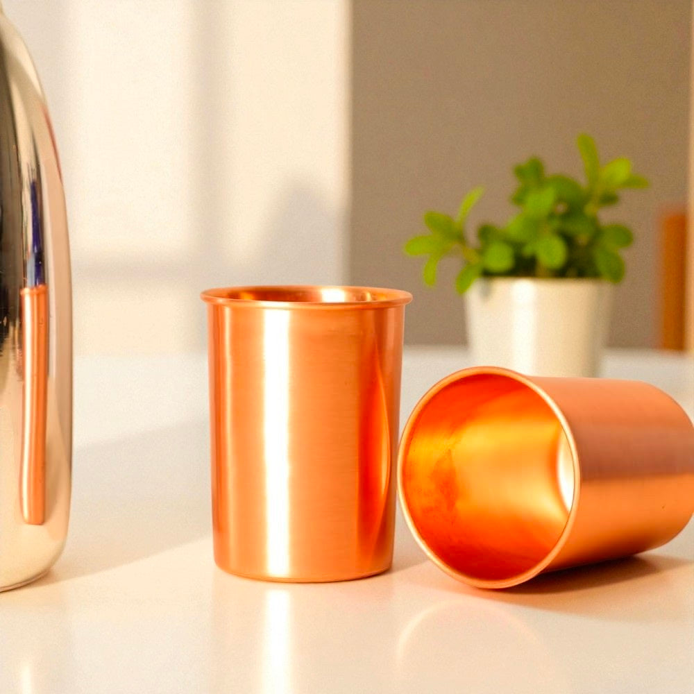 Handmade Pure Copper Water Glass | Ayurvedic Healthy Lifestyle Pack Of 2 Pc