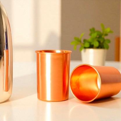 Handmade Pure Copper Water Glass | Ayurvedic Healthy Lifestyle Pack Of 2 Pc