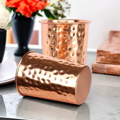 Handmade Copper Water Glass | Eco Friendly Drinkware for Daily Use Pack Of 2 Pc