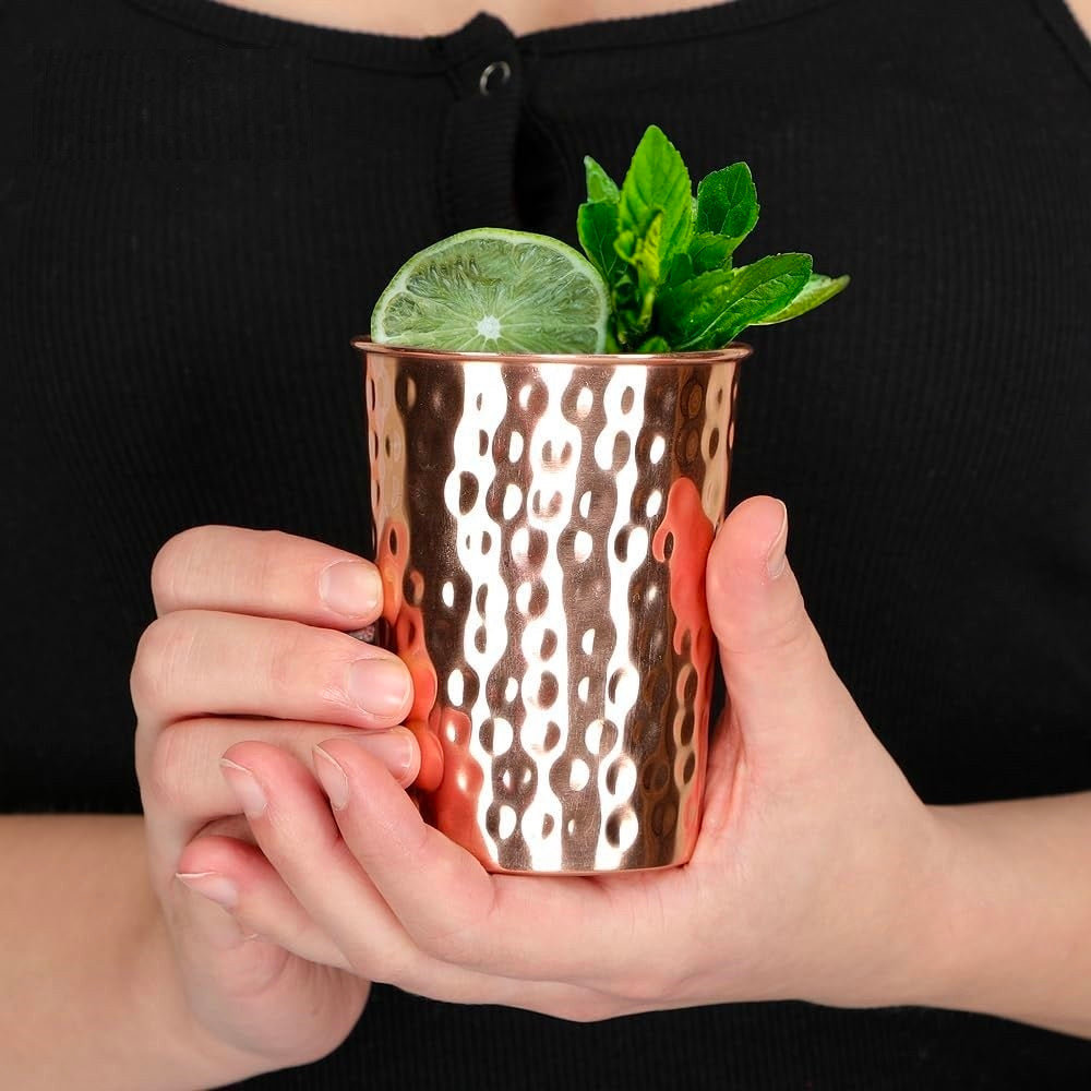 Handmade Copper Water Glass | Eco Friendly Drinkware for Daily Use Pack Of 2 Pc