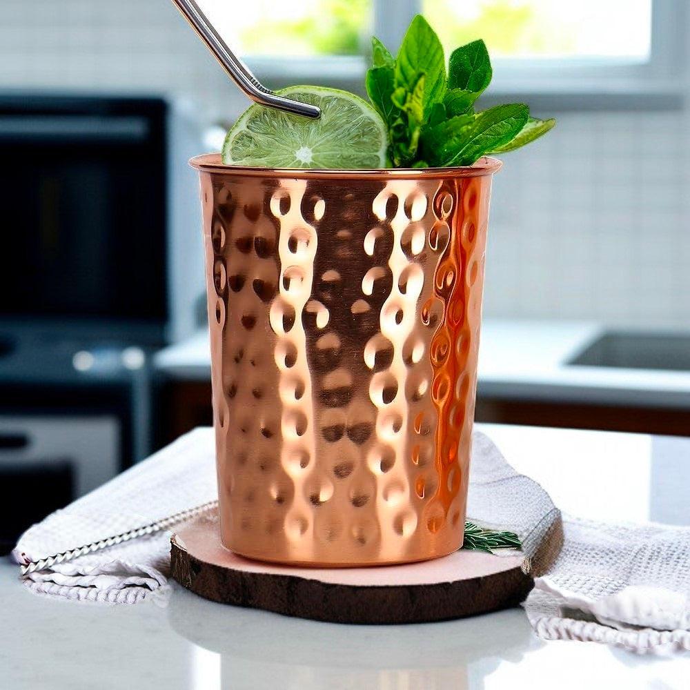 Handmade Copper Water Glass | Eco Friendly Drinkware for Daily Use Pack Of 2 Pc