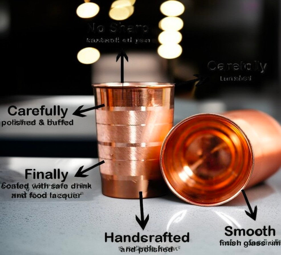 Copper Glass for Drinking Water | Pure Copper Ayurvedic Vessel Pack Of 4 Pc