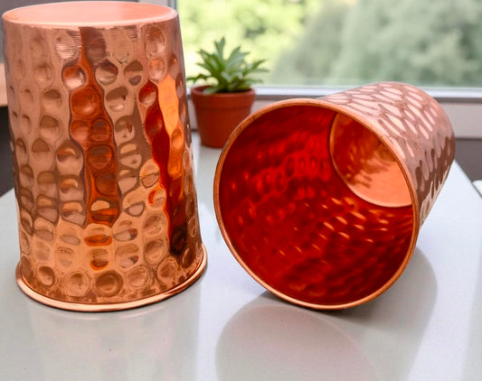 Copper Water Glass Set | Pure Copper Tumblers Gift Set Pack Of 2 Pc