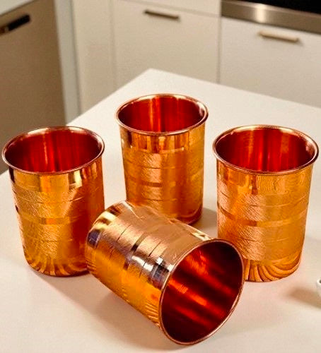 Copper Glass for Drinking Water | Pure Copper Ayurvedic Vessel Pack Of 4 Pc