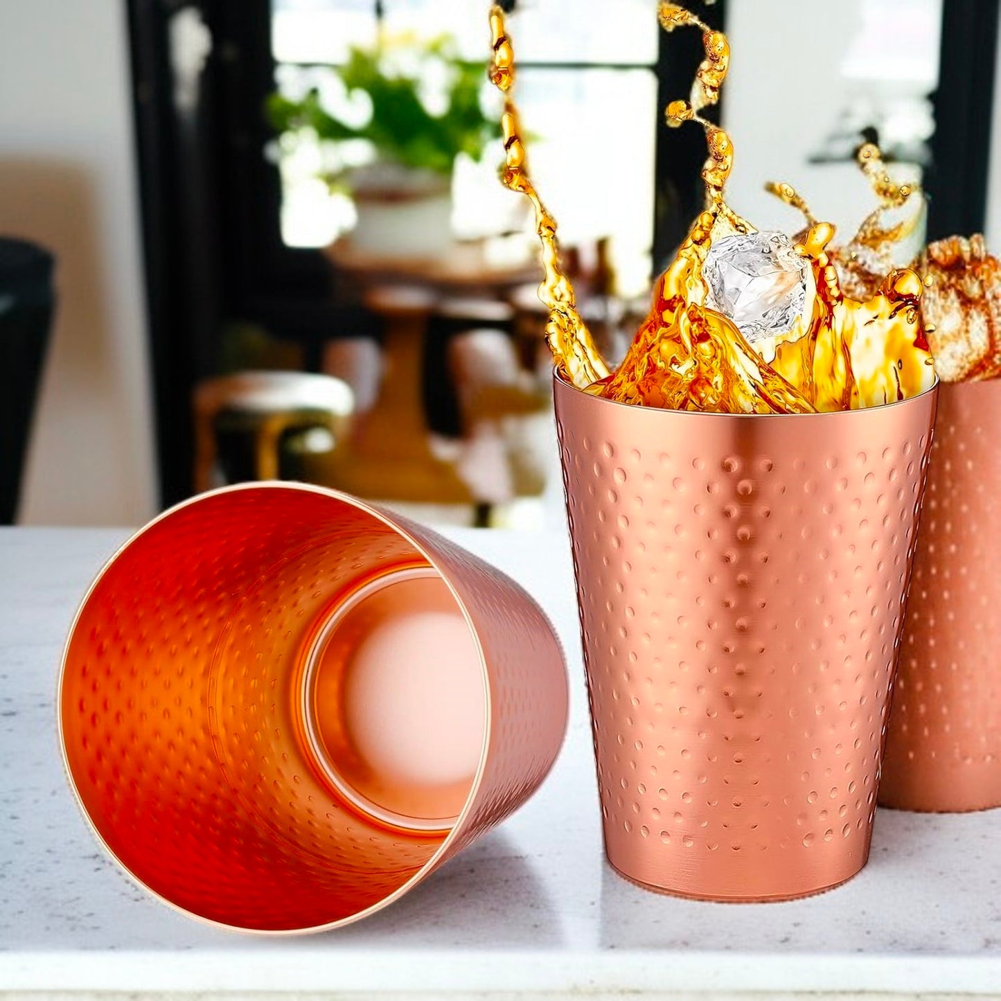 Ayurvedic Pure Copper Glass | Handmade Hammered Water Tumbler Pack Of 2 Pc