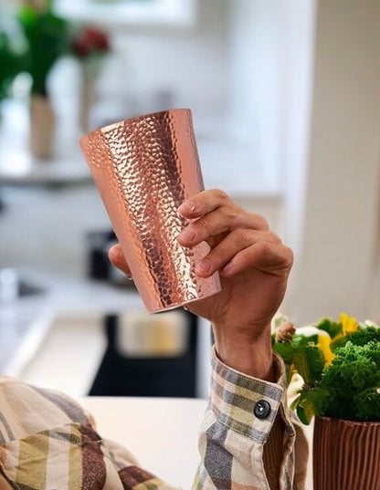 Ayurvedic Pure Copper Glass | Handmade Hammered Water Tumbler Pack Of 2 Pc