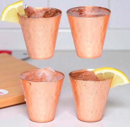 Indian Pure Copper Water Glass | Handmade Drinking Copper Small Cup Pack Of 4 Pc