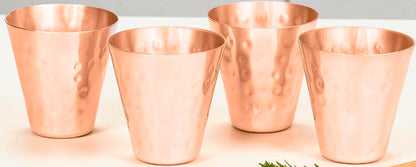 Indian Pure Copper Water Glass | Handmade Drinking Copper Small Cup Pack Of 4 Pc