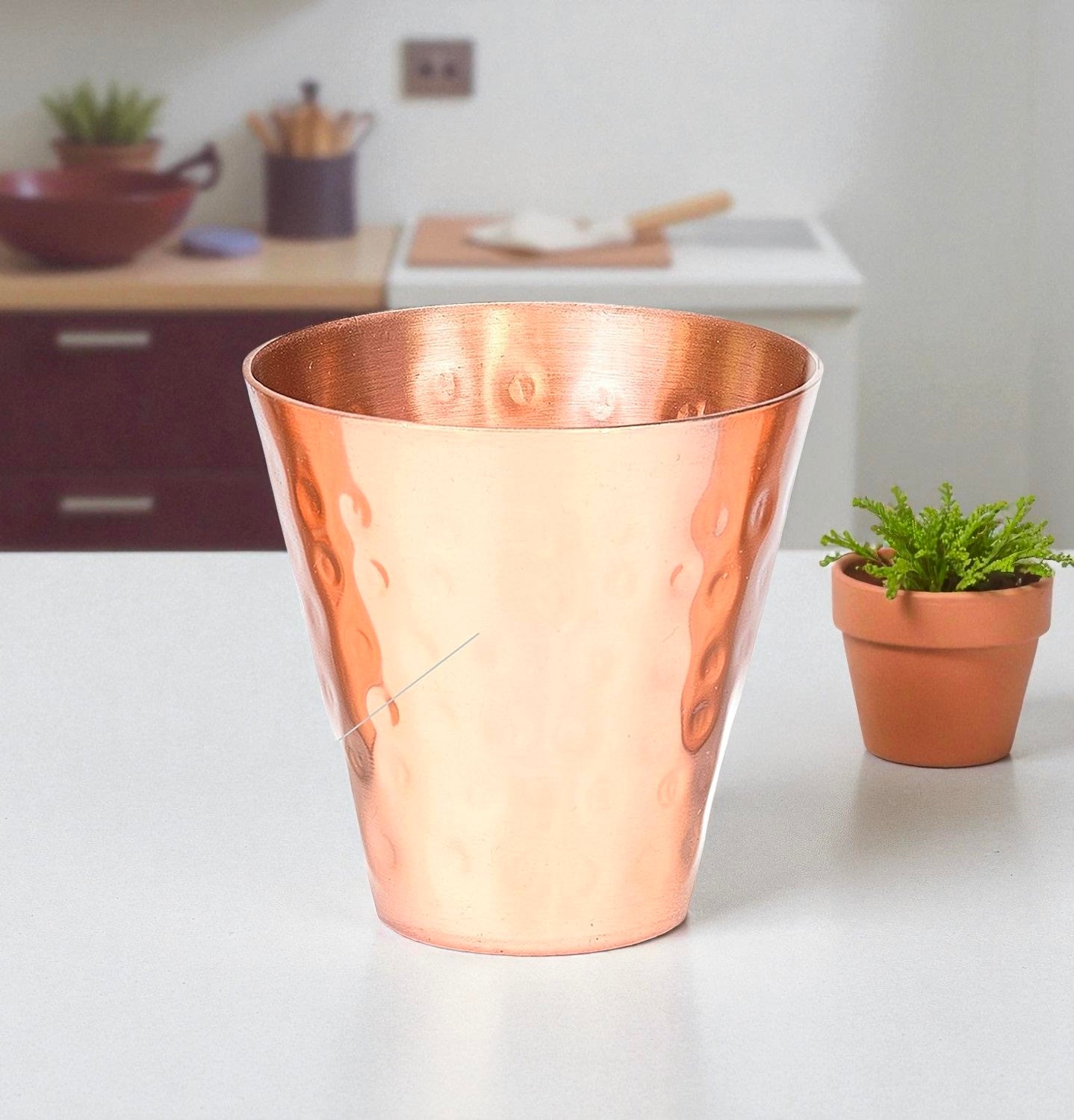 Handcrafted Pure Copper Water Glass | Handmade Drinking Copper Small Cup Pack Of 4 Pc