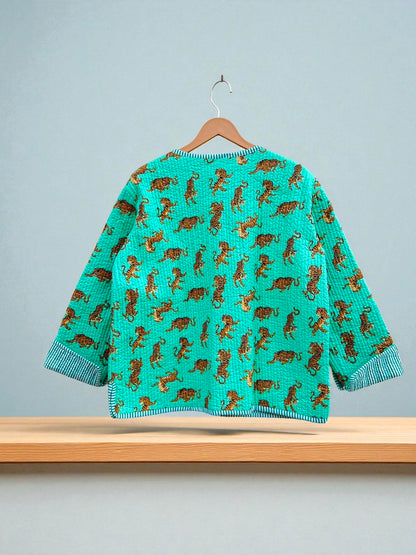 Indian Block Print Cotton Quilted Jacket for Women – Handmade Indian Craft