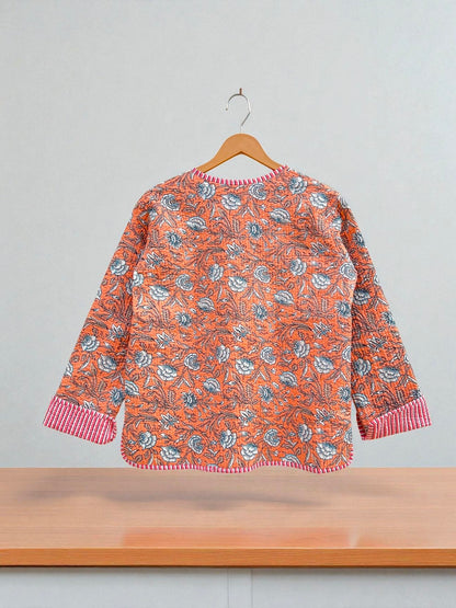 Women’s Quilted Cotton Jacket – Traditional Block Printed Reversible Design