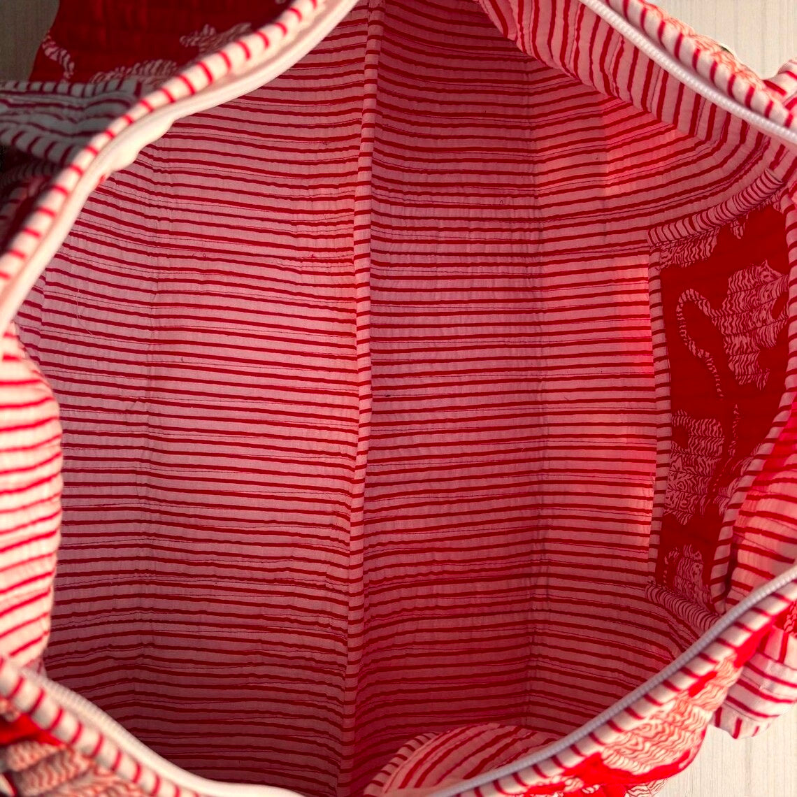 Handmade Hand-Printed Cotton Quilted Bag Boho Tote for Everyday Use
