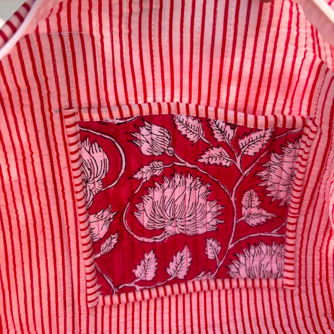 Traditional Indian Quilted Bag – Hand Block Printed Design for Everyday Use