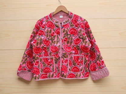 Reversible Hand Block Print Cotton Quilted Jacket – Stylish Winter Layer