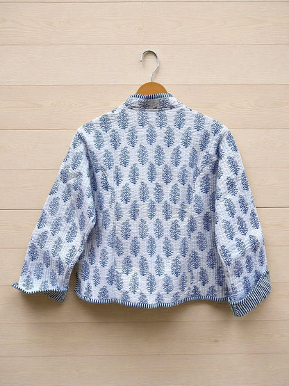 Women’s Cotton Quilted Jacket – Jaipuri Block Print, Lightweight & Warm